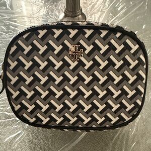 Tory Burch Black and White Geometric Logo Camera Bag